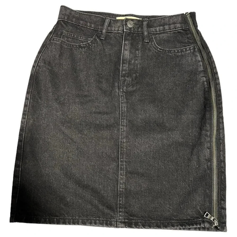 Gap Black Denim‎ Jean Skirt  Womens Sz 25 Zip Detail Y2K Preppy Coastal Cowgirl